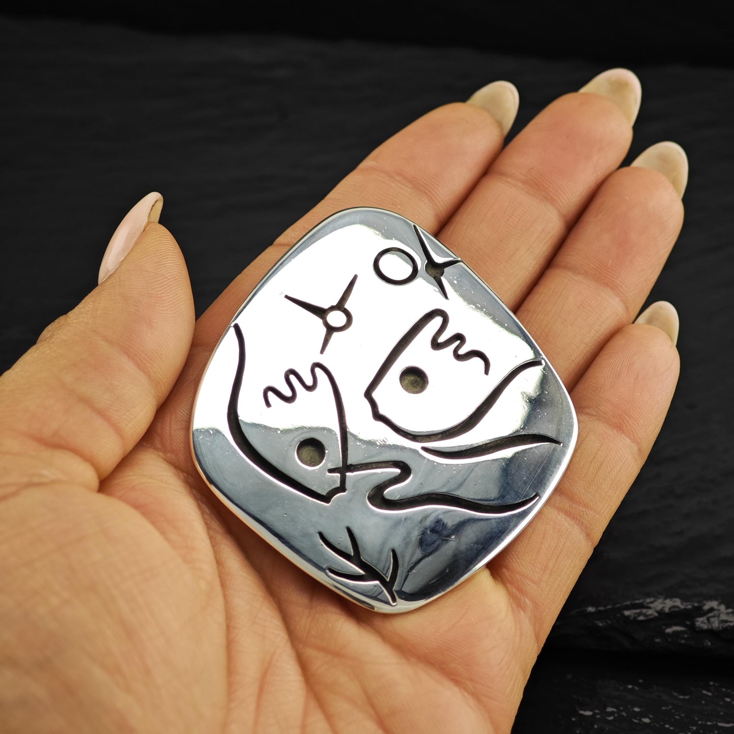 Los Castillo Sterling Silver Abstract Fish Brooch