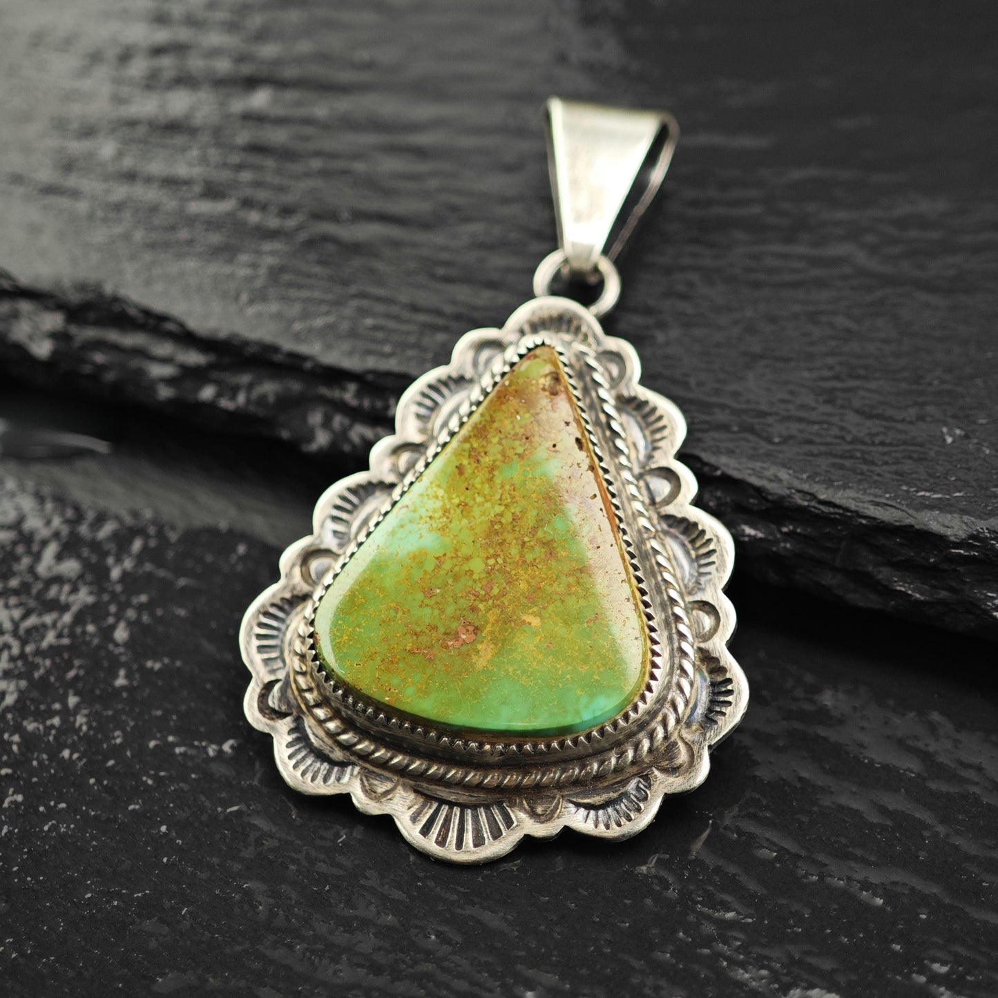 SW Green Turquoise Pendant Sterling Silver P3055
