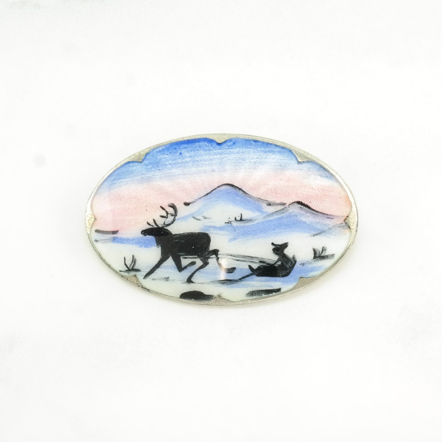 Choice: Enamel Sterling Silver Brooch Landscape, Leaf Norway, Denmark