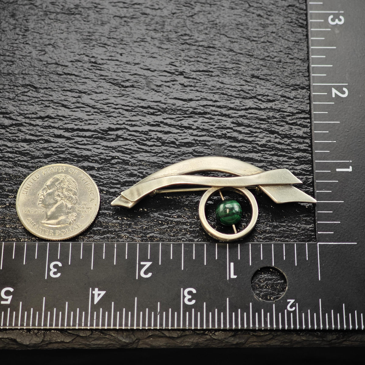 Choice of Modernist Green Chrysocolla Sterling Silver Brooches B2281