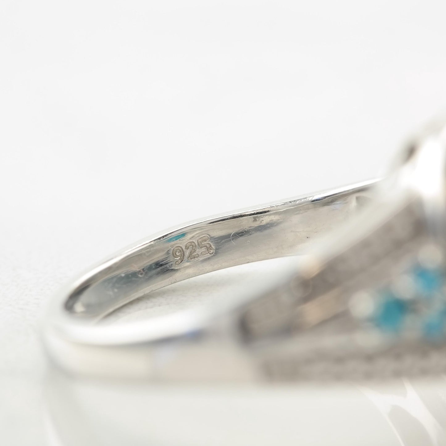 Vintage Sterling Silver Ring Turquoise Apatite Blue Size 6