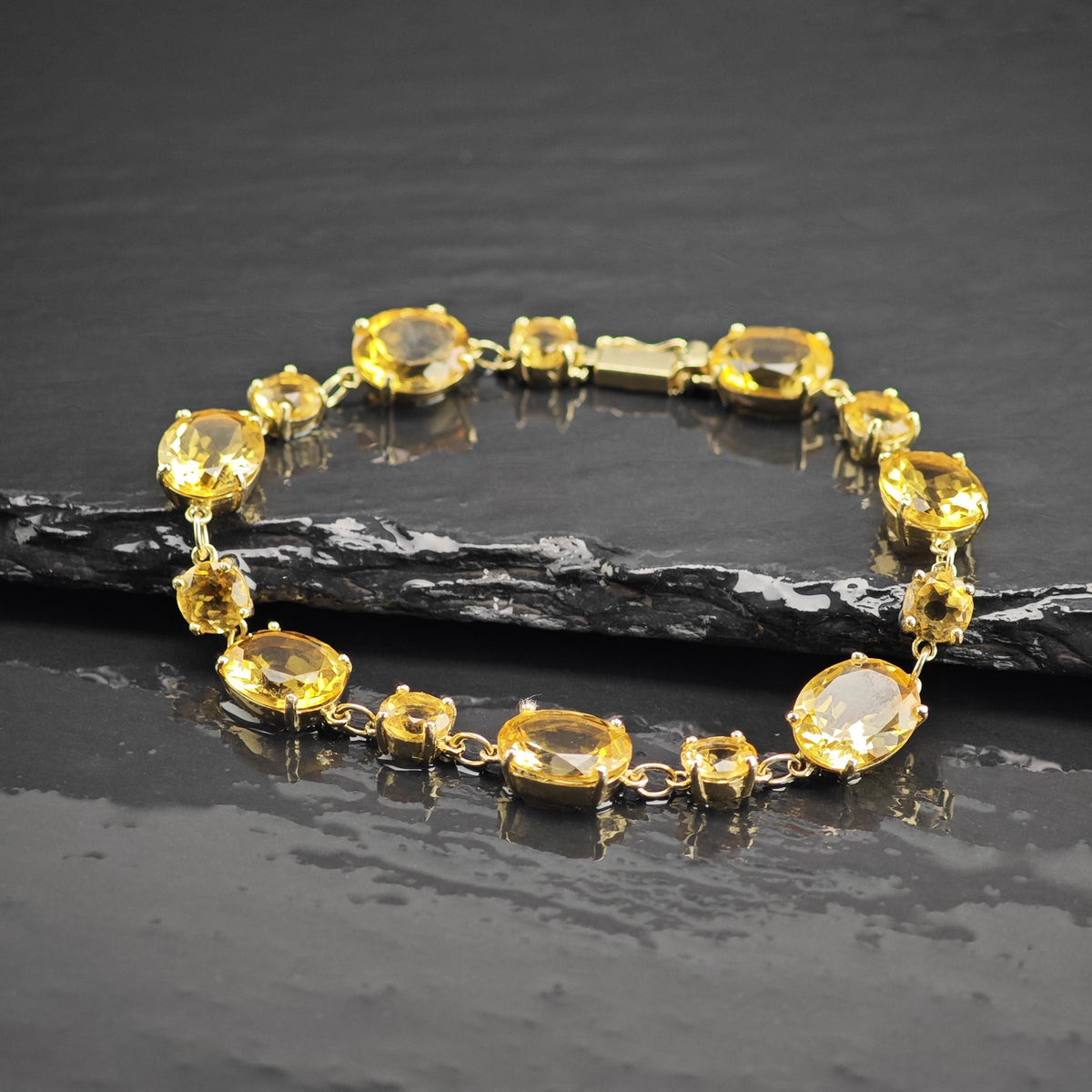 Citrine Gold-plated Sterling Silver Link Bracelet Sz 7" BR3155