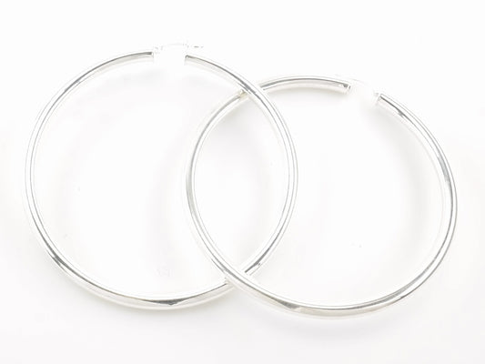 Sterling Silver 5mm Wide Earrings Hoop 3"