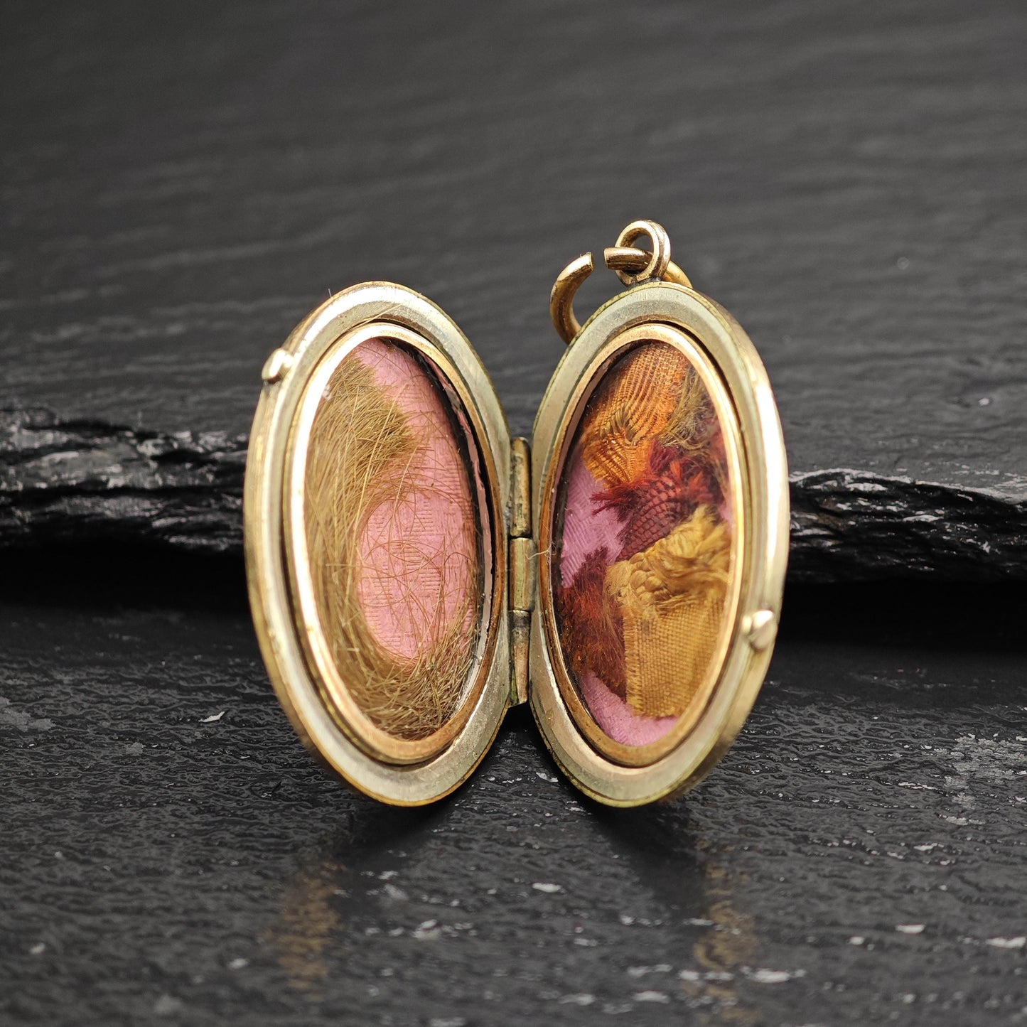 Antique Gold Filled Memorial Hair Locket Pendant Enamel, P3026