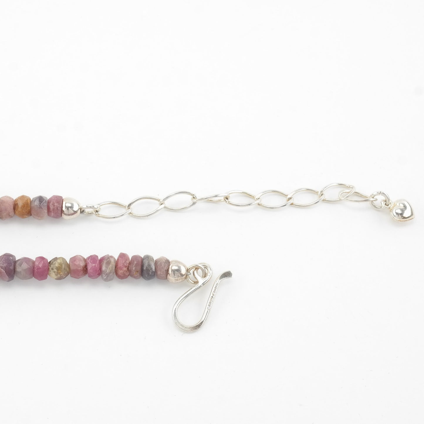 DTR Sterling Silver Opaque Corundum, Ruby Faceted Bead Necklace