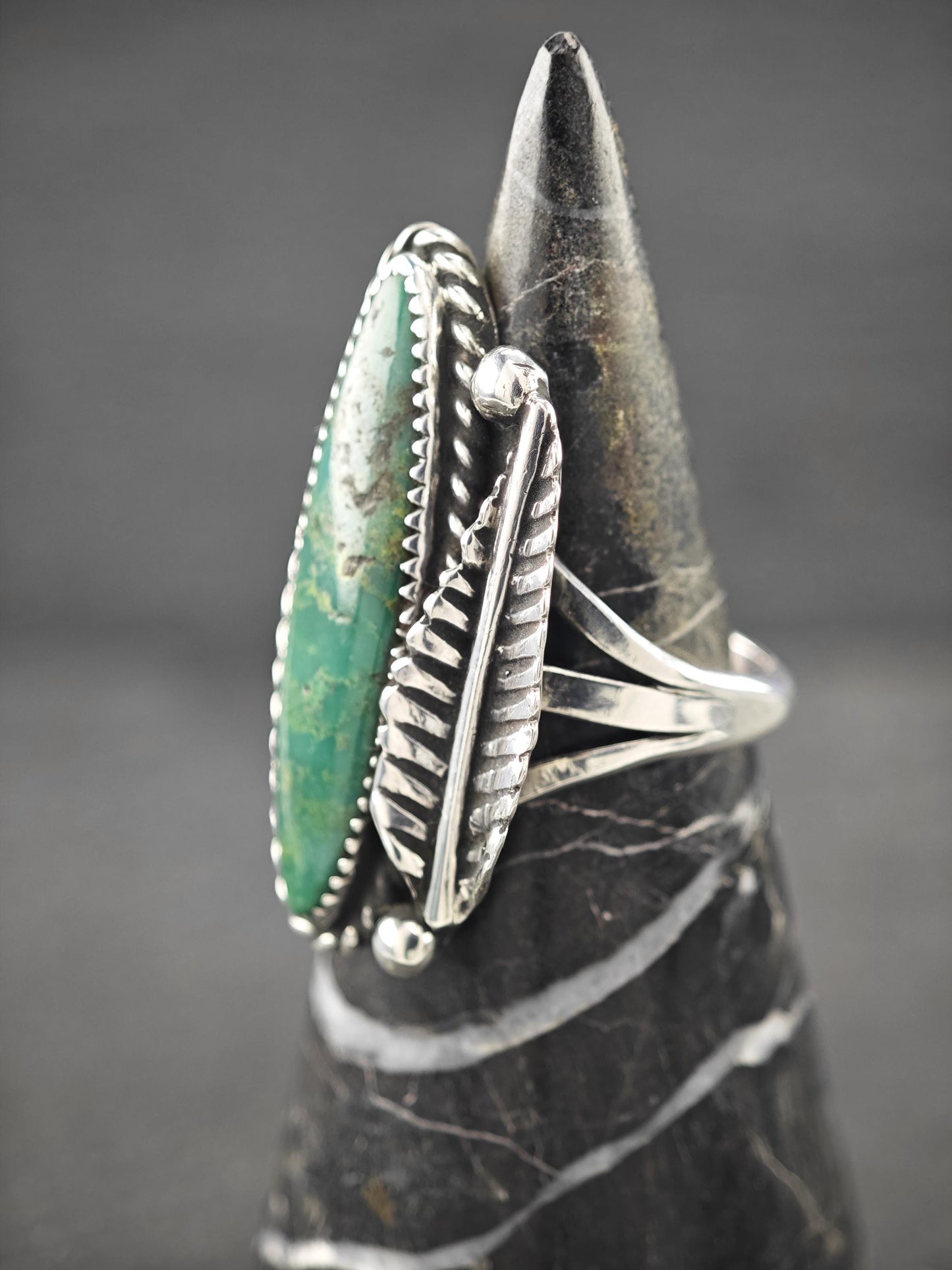 Native American, Green Turquoise Ring Sterling Silver