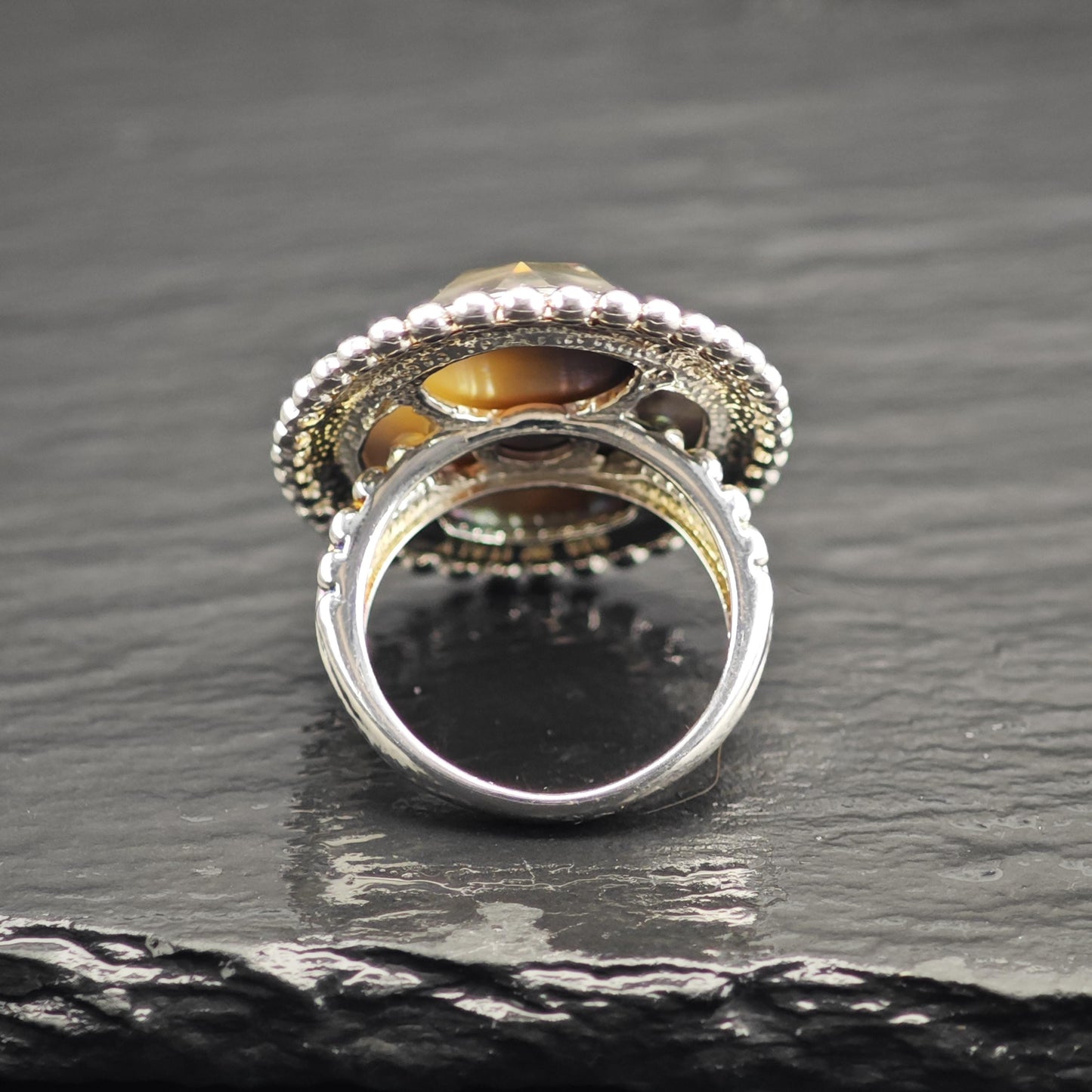 Mother of Pearl Doublet Ring Sterling Silver Sz 8 R6616