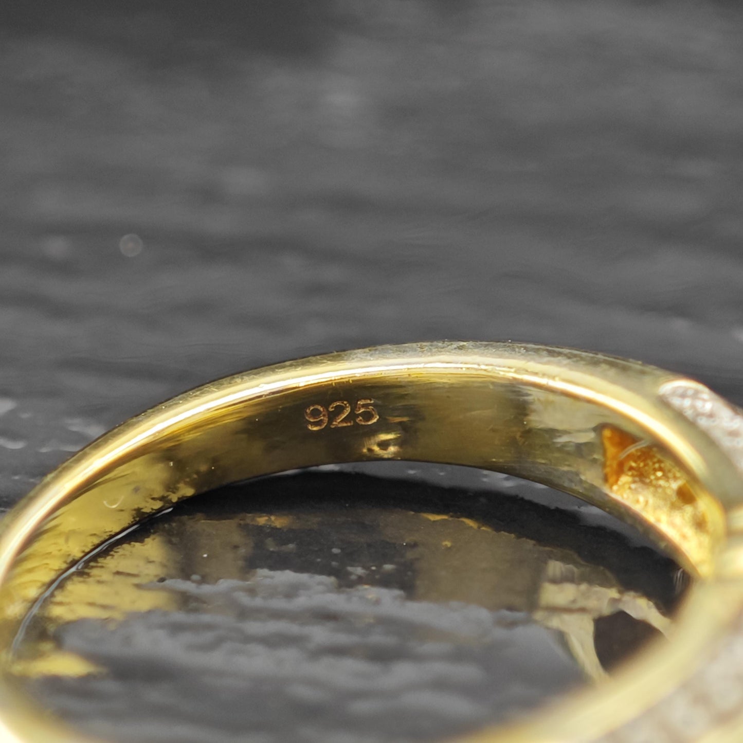 Natural Blue Sapphire 14K Gold Plated Ring Sterling Silver Sz 5 R6163