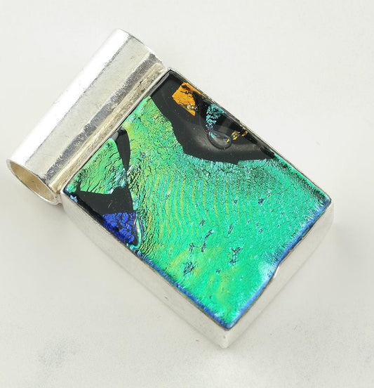 Vintage Fused Glass Sterling Silver Pendant