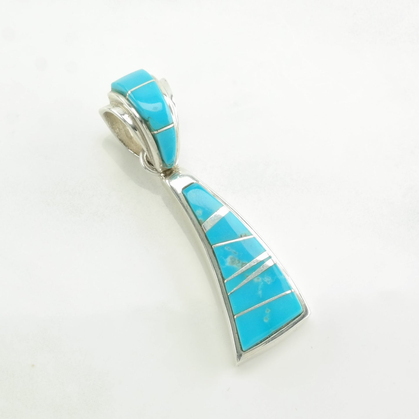 Native American Turquoise Inlay Sterling Silver Pendant