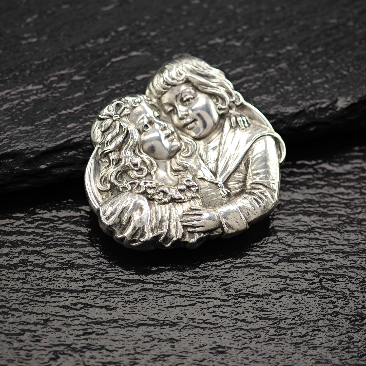 Damaged, Art Nouveau Children Brooch Sterling Top