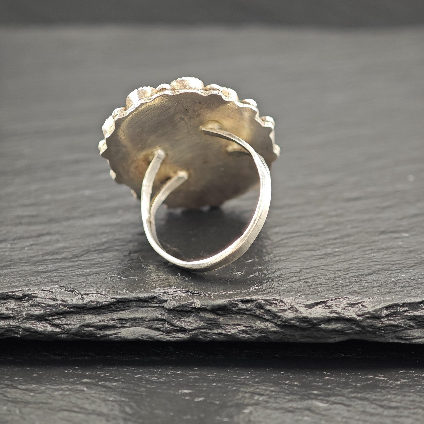 Green Turquoise Cluster Ring Native Sterling Silver R5795