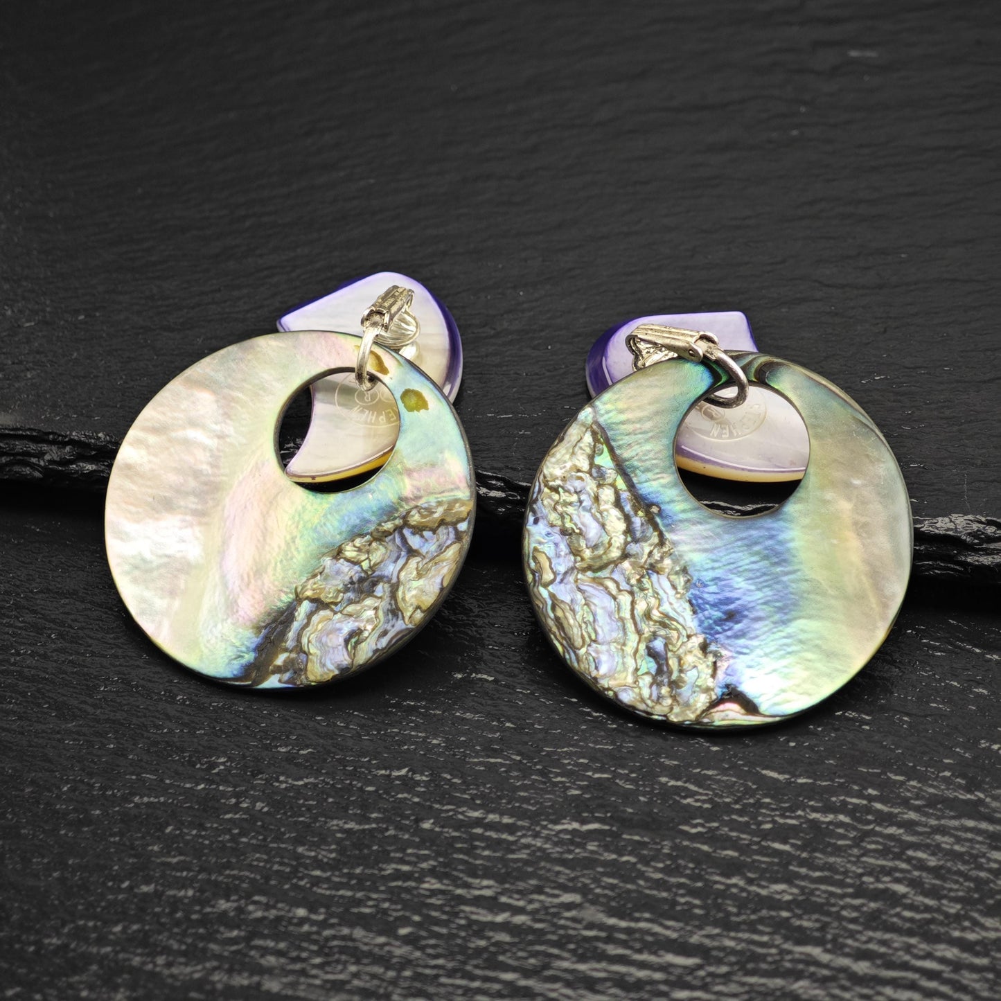 Stephen Dweck Abalone Shell Clip On/Dangle Sterling Silver Earrings ER3191