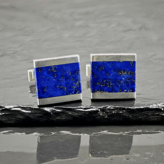 Square Lapis Lazuli Sterling Silver Cufflinks MISC0430