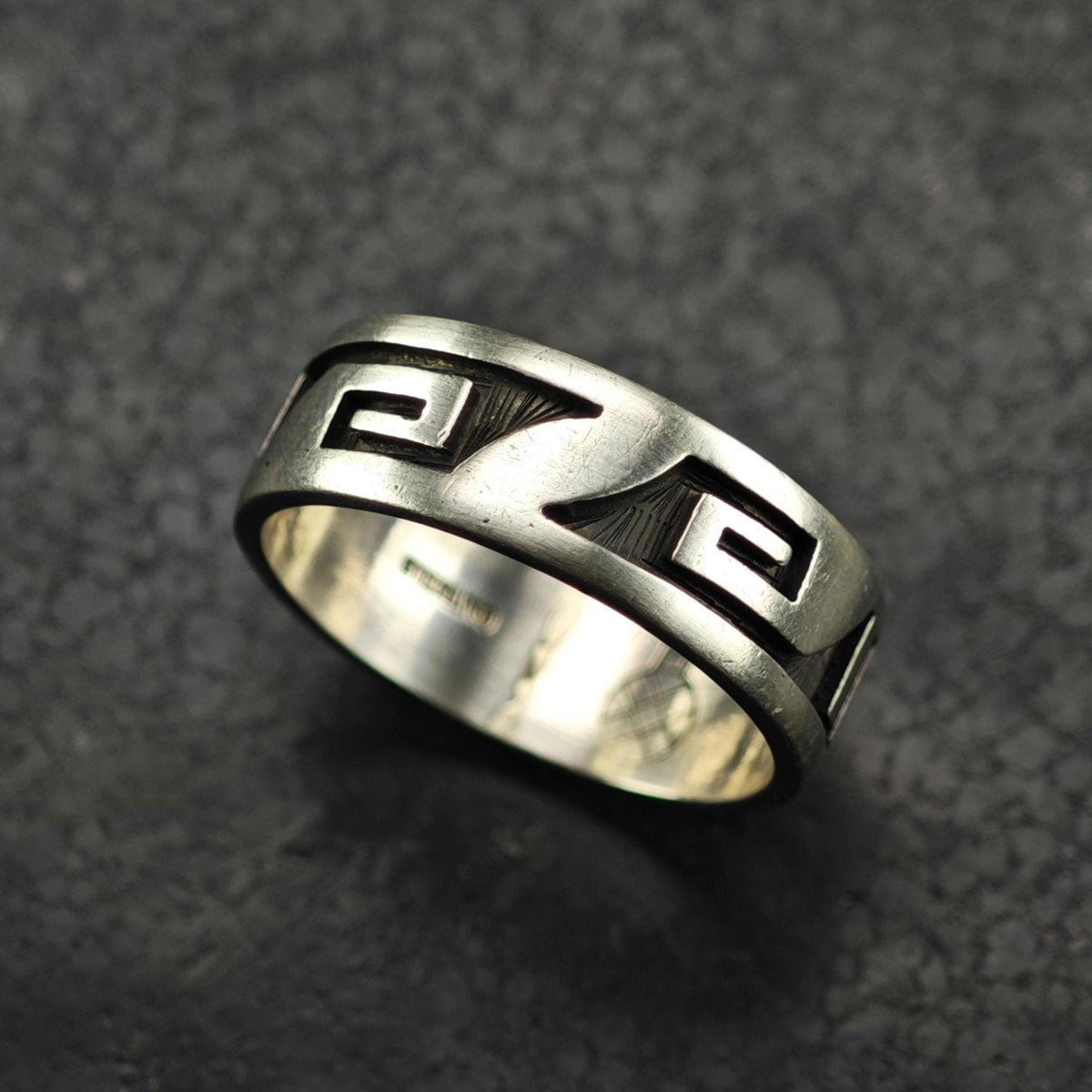 Hopi Overlay Band By Archie Talahaftewa Sterling Silver Sz 11 R6850