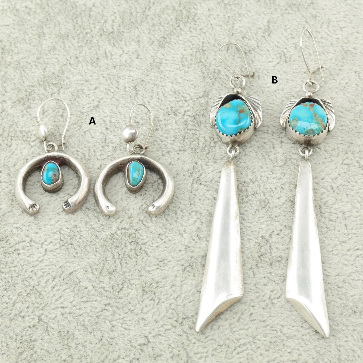 Choice Native American Earrings Sterling Silver Turquoise Naja Long