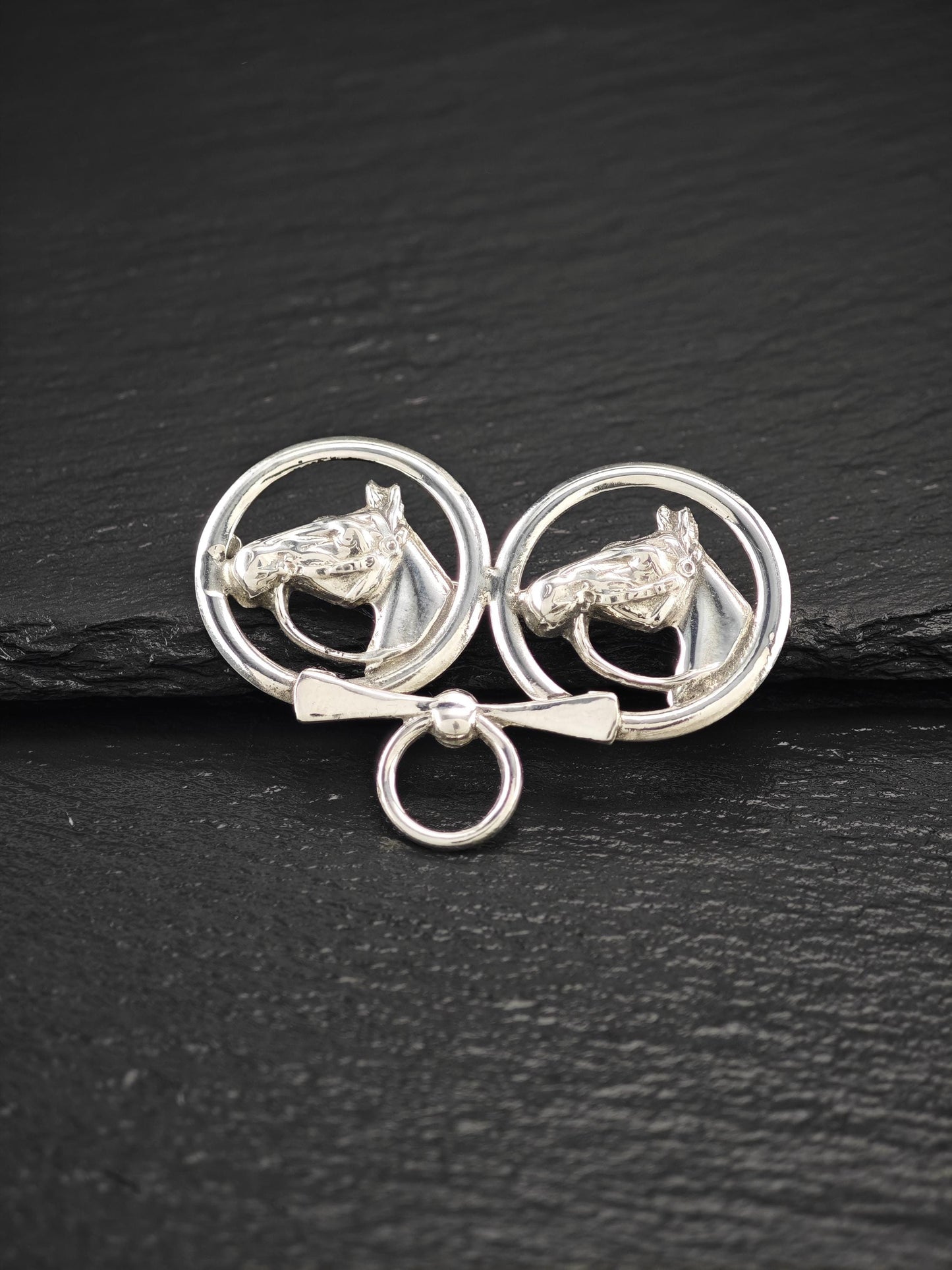 Vintage Equestrian, Horses Brooch Sterling Silver