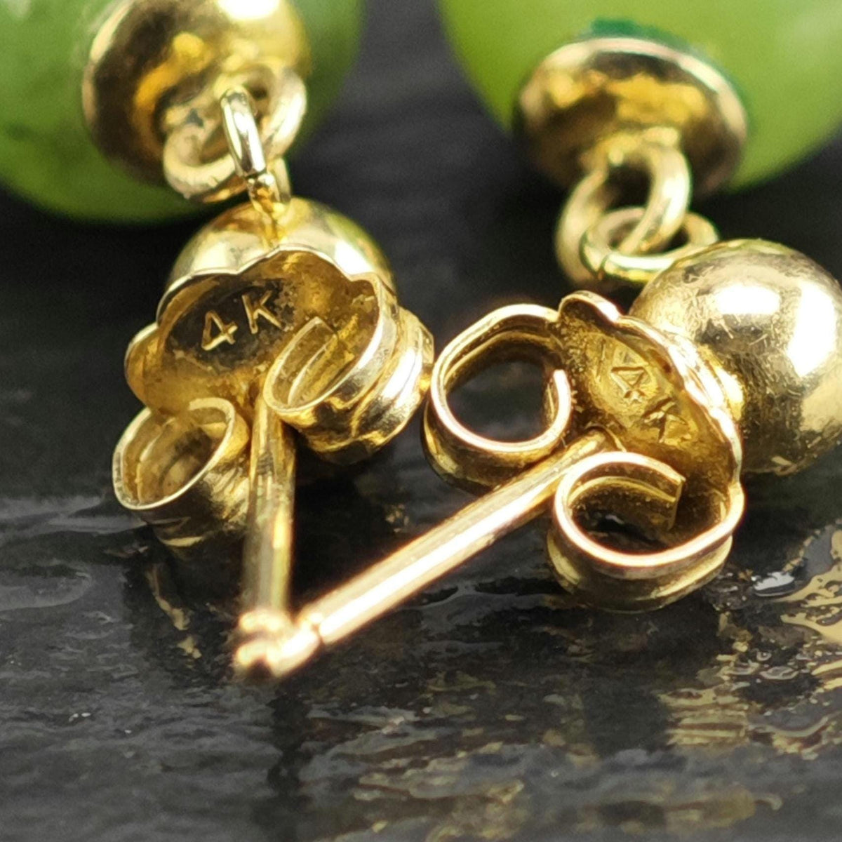 Nephrite Jade 14K Gold Stud/Dangle Earrings ER3224