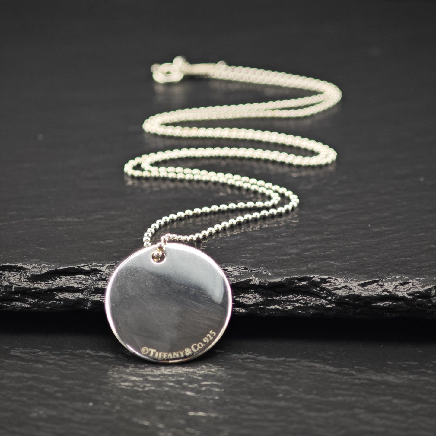 Vintage Tiffany & Co. Sterling Silver Round Pendant 19mm Necklace