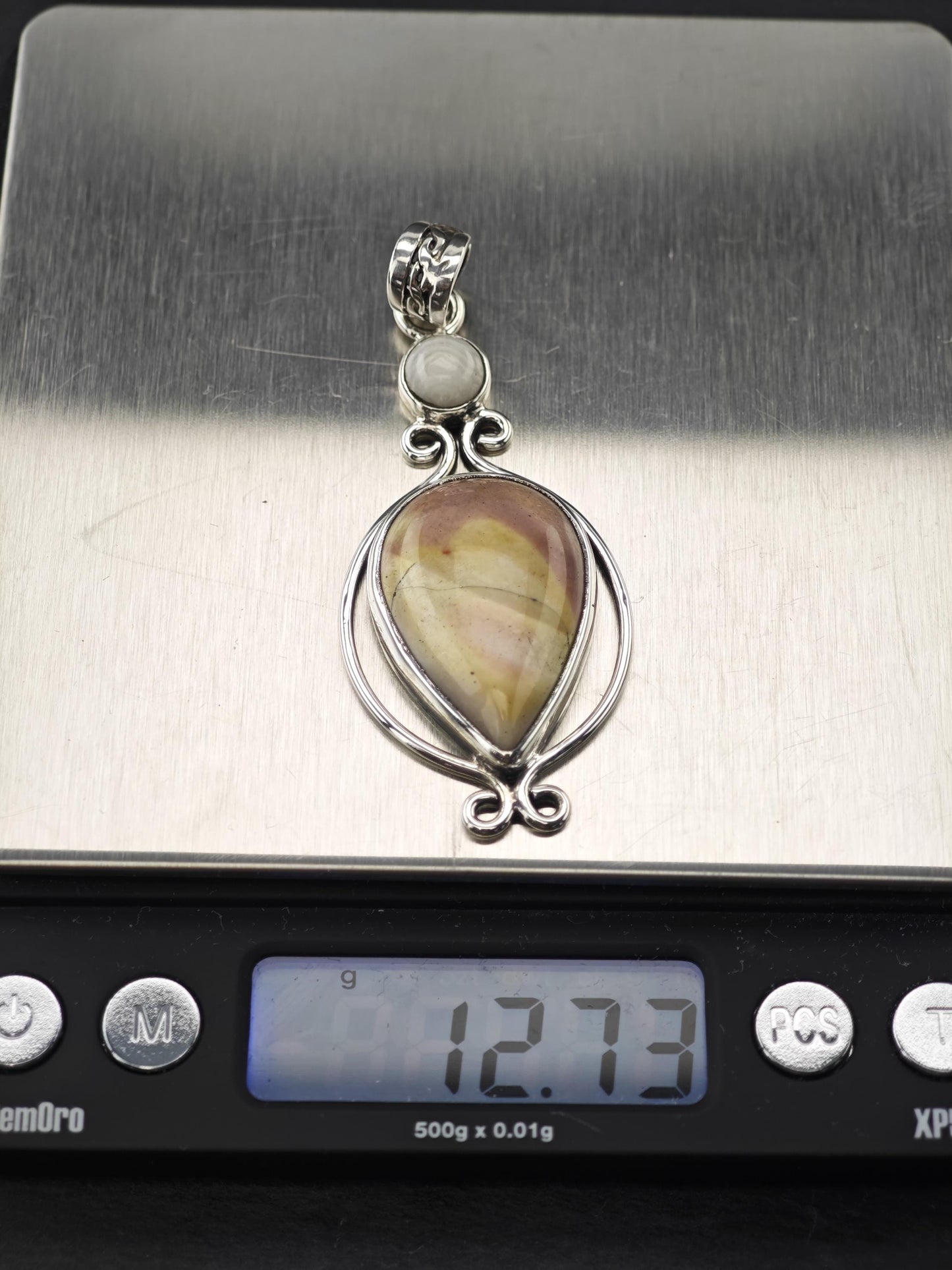 Vintage Jasper Pendant, Sterling Silver