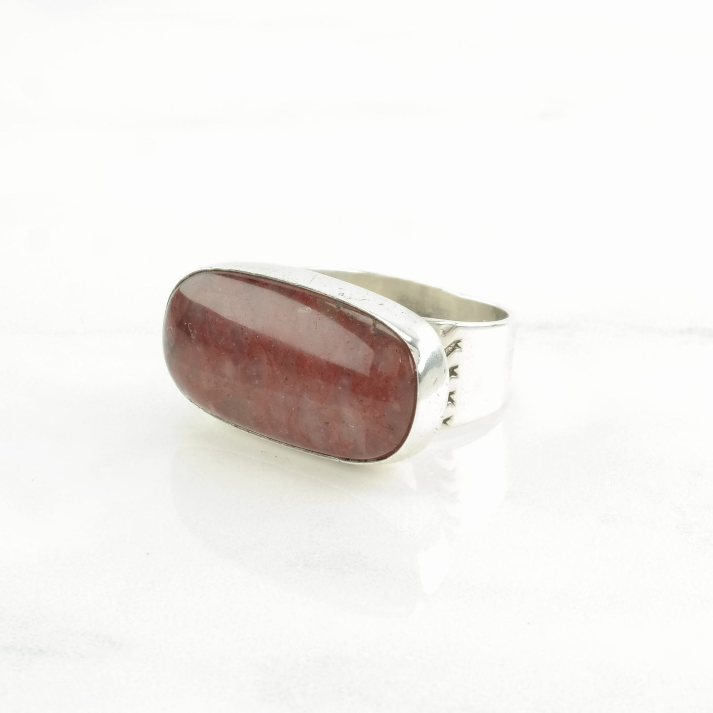 DTR Silver Ring Agate Sterling Red Size 7