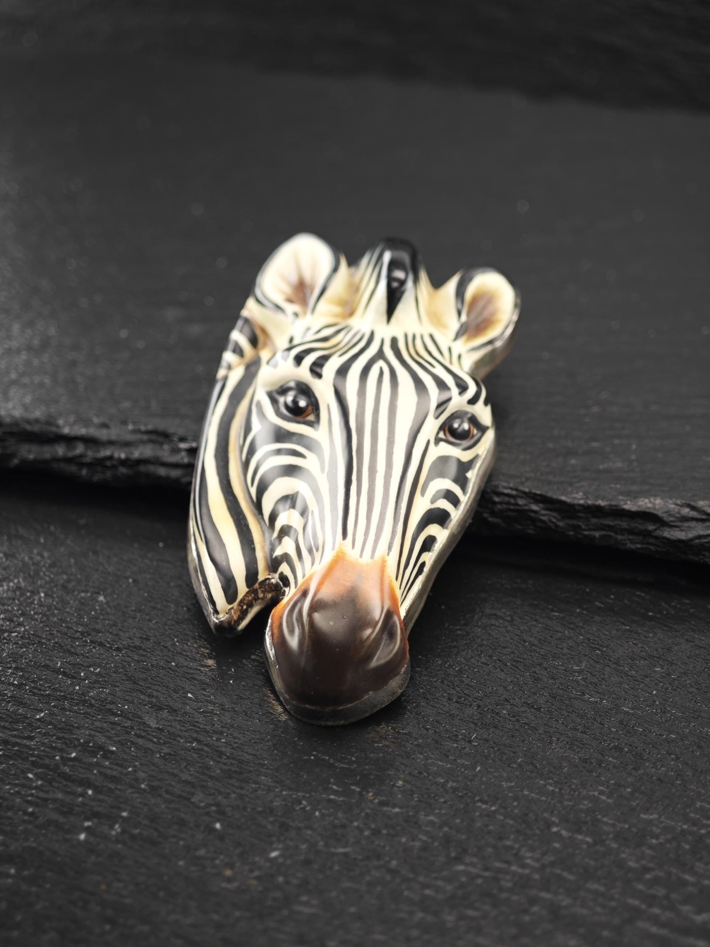 Sergio Bustamante Sterling Silver Brooch Pendant Zebra Multi-color B2053