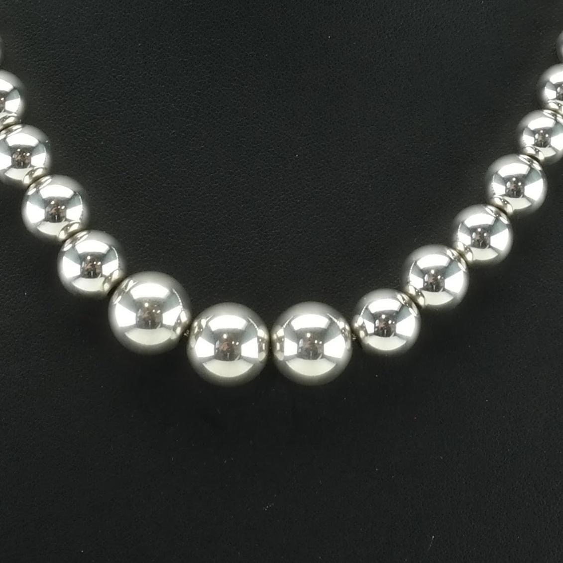 Vintage Southwest Sterling Silver Graduated Beads Seamless Beaded Necklace