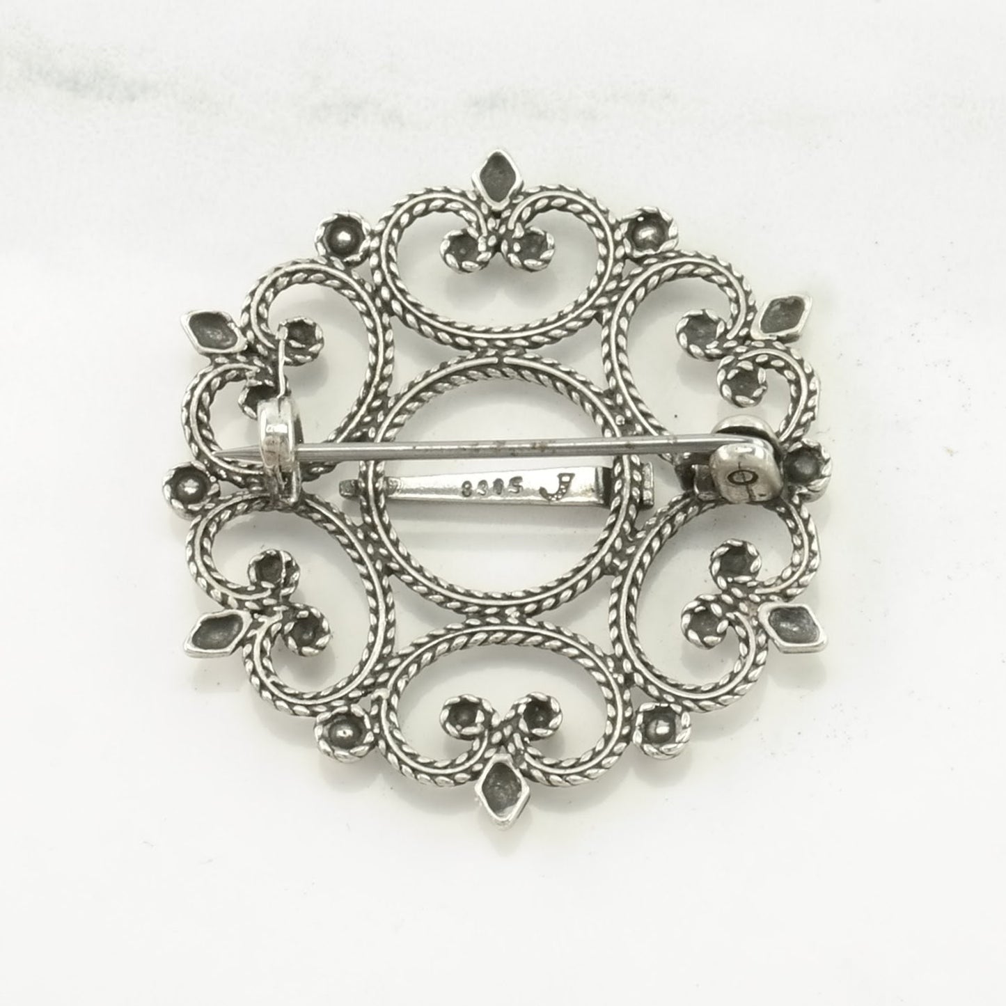 Norway Sterling Silver Brooch Art Deco Style Scroll