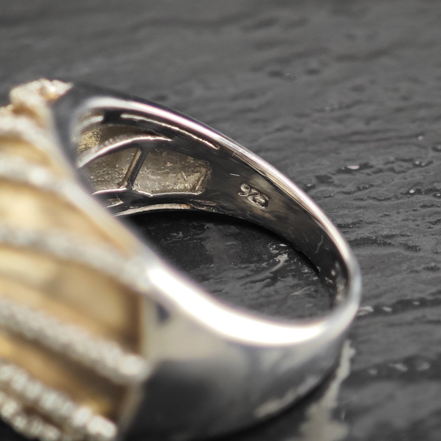 Two Tone Diamond Ring 1/2ctw JWBR Sterling Silver Dome, Rose Gold Plate