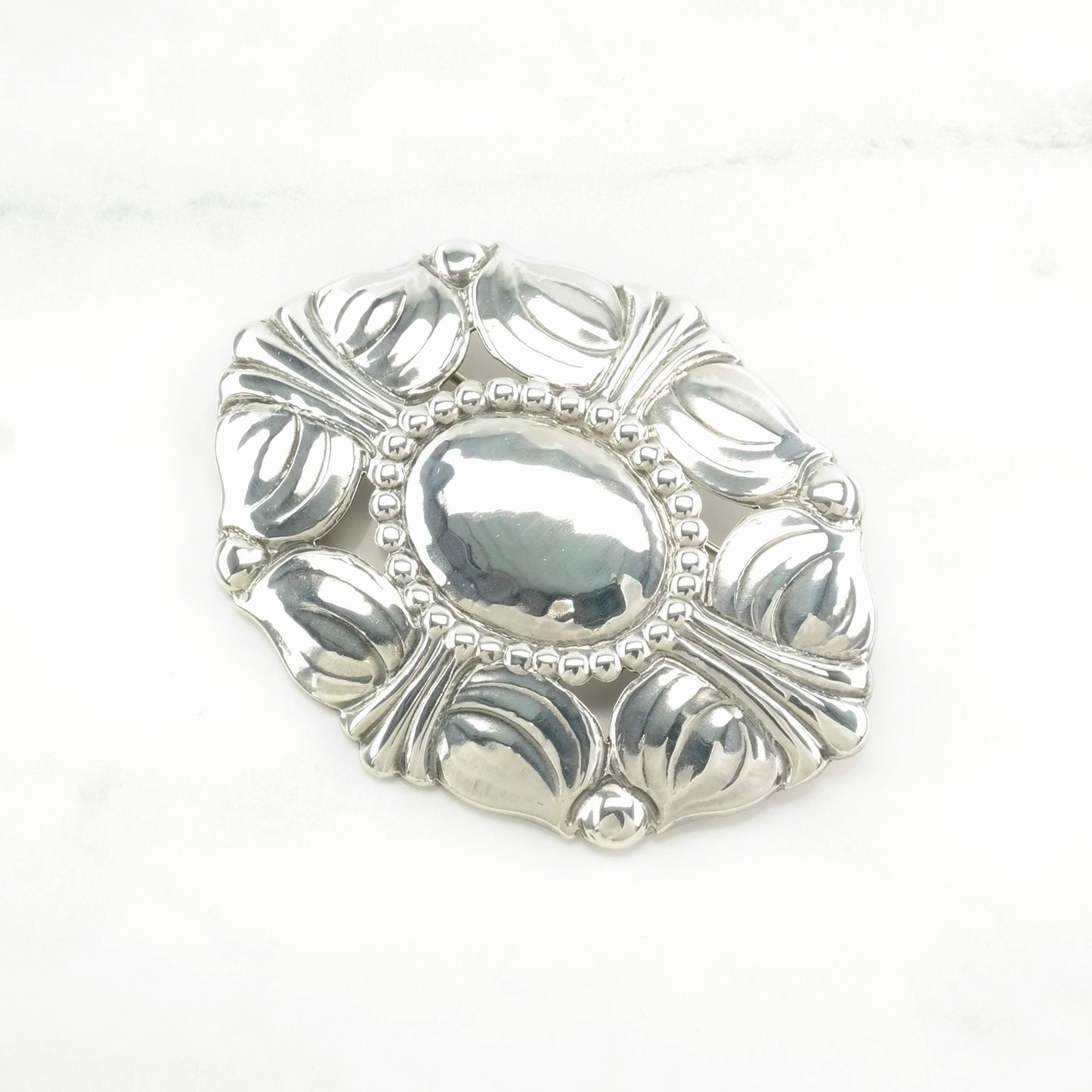 Vintage Kalo, Handwrought Sterling Silver Brooch Large Floral