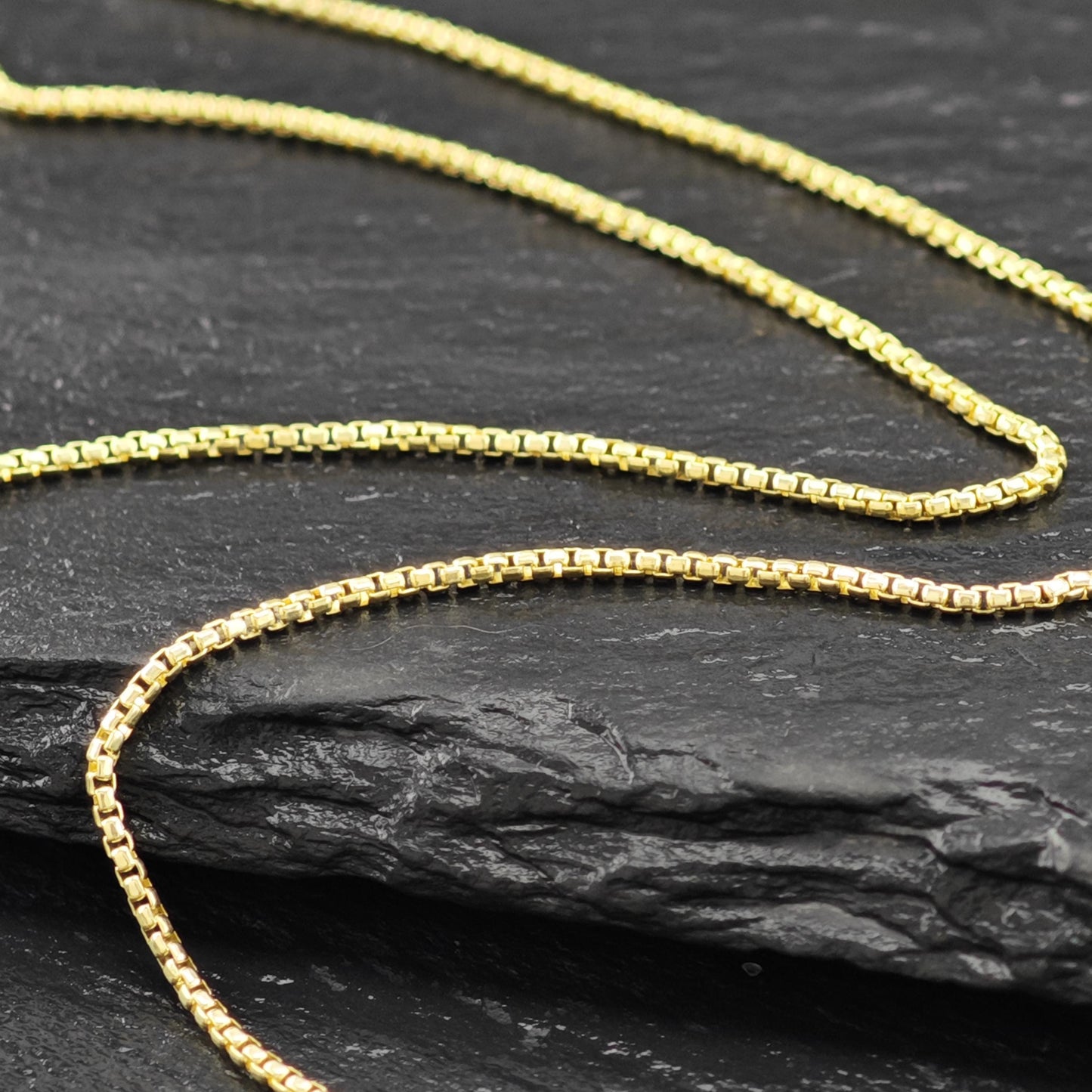 Sterling Silver Gold Plated Box Chain Necklace 30" N2638
