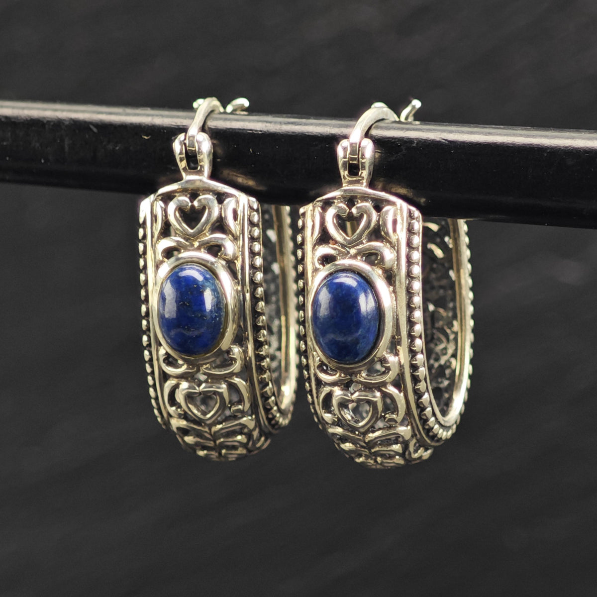 Vintage Lapis Sterling Silver Dangle Earrings ER3207