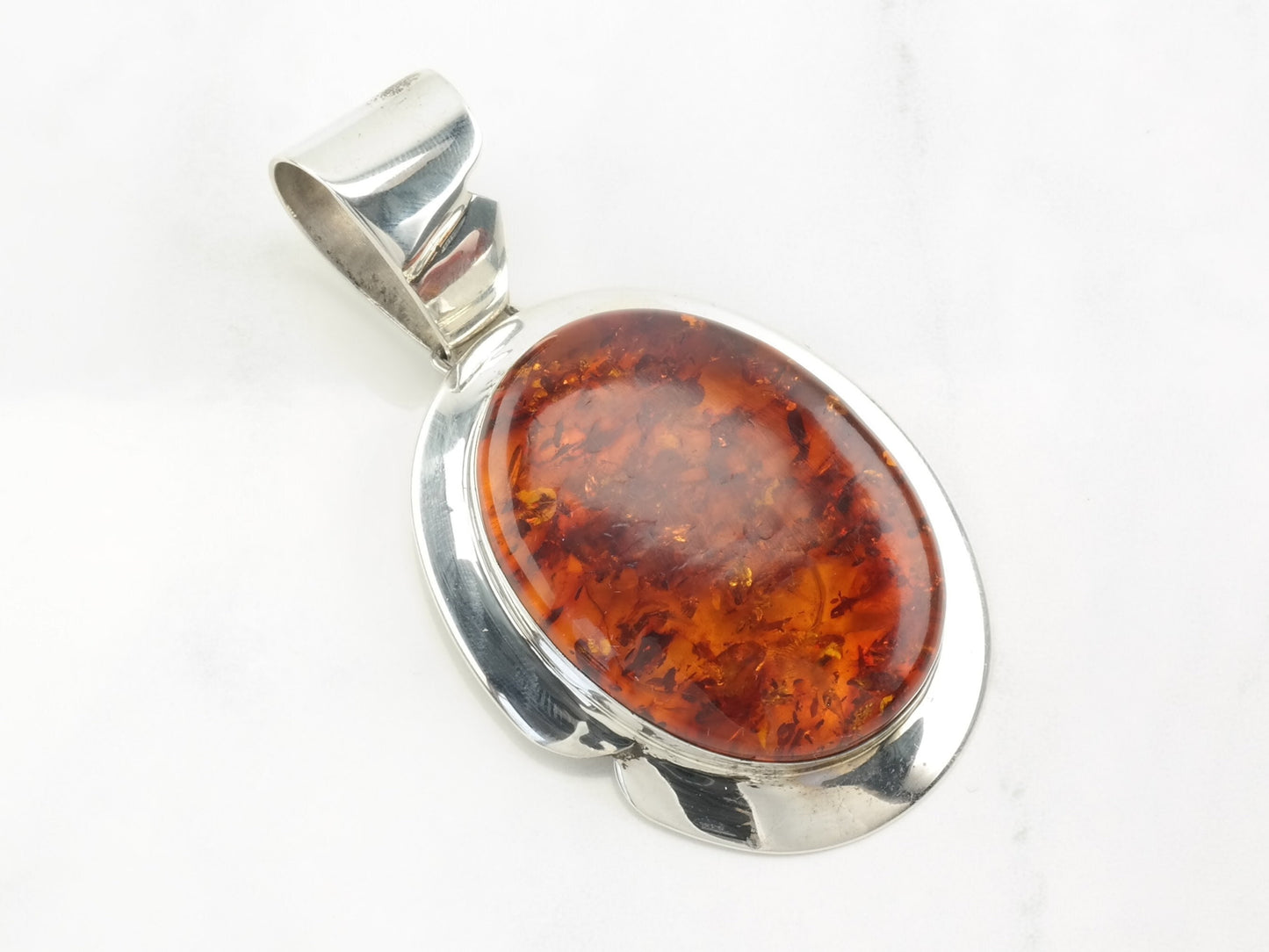 Vintage DTR Baltic Amber Sterling Silver Pendant