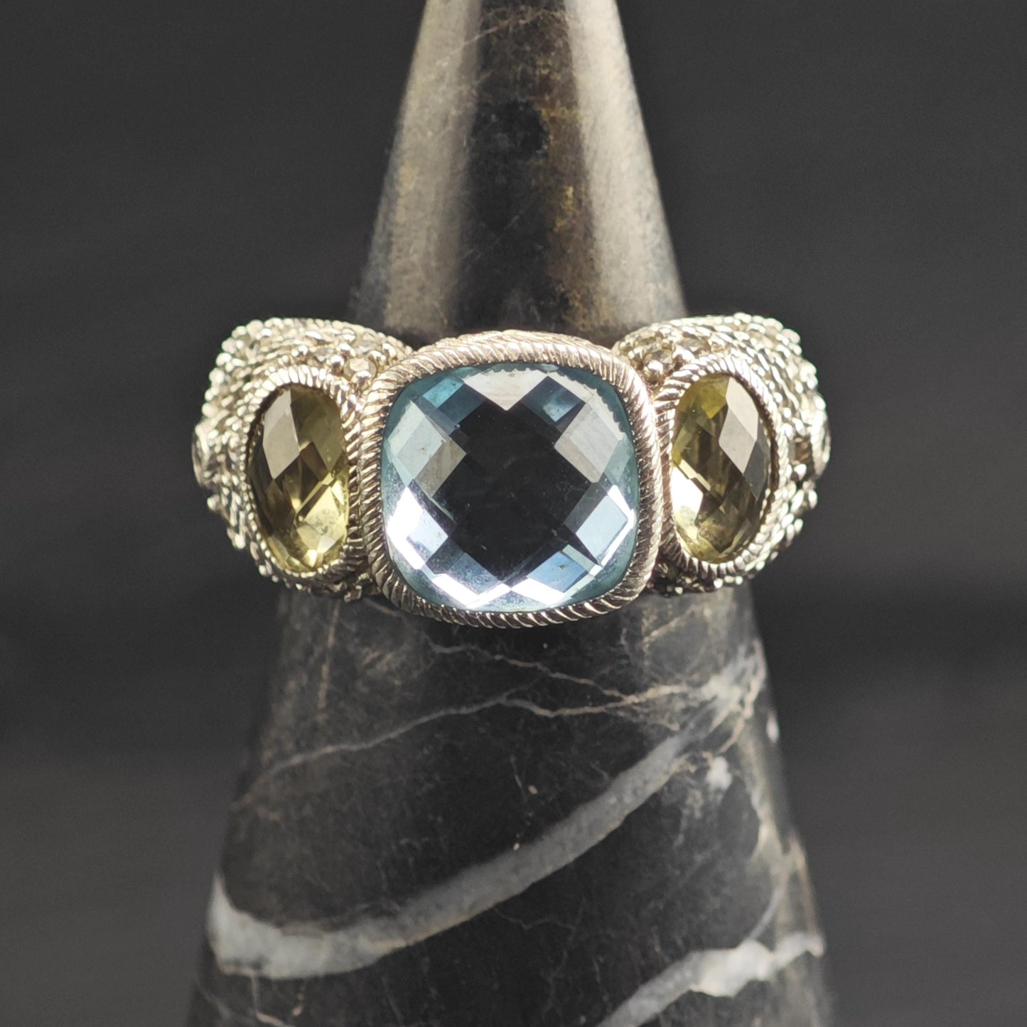 Judith Ripka Topaz Prasiolite Sterling Silver Ring Sz 6 R6681