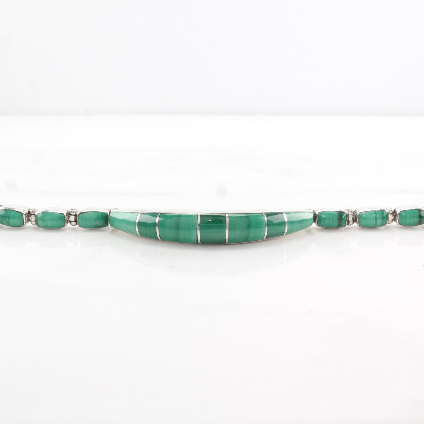 Malachite Inlay Bracelet Sterling Silver Green