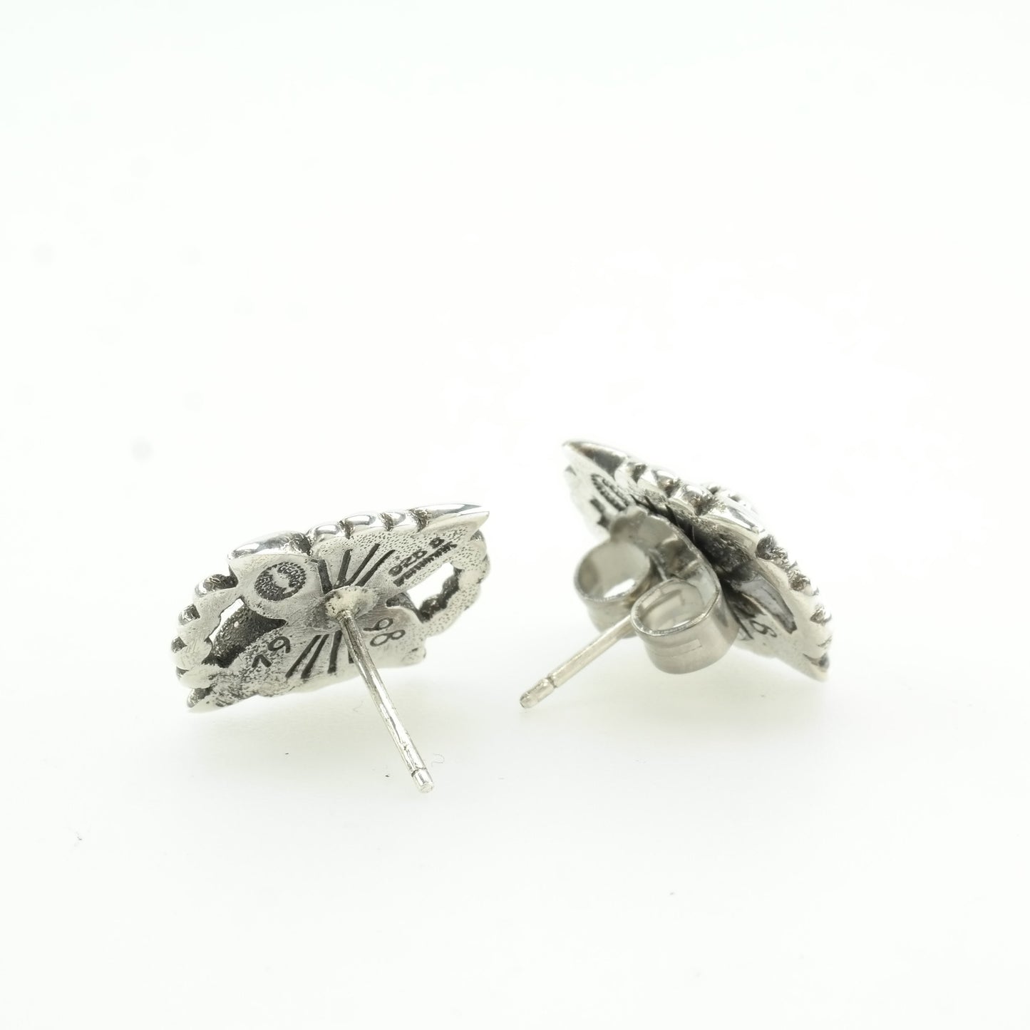 Georg Jensen Sterling Silver 1998 Floral Earrings Stud