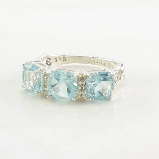 Sterling Silver Ring Topaz Blue Size 5