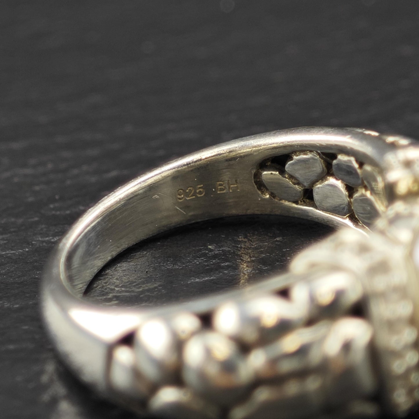Effy Diamond Pearl Ring Sterling Silver Sz 7 1/4 R6029