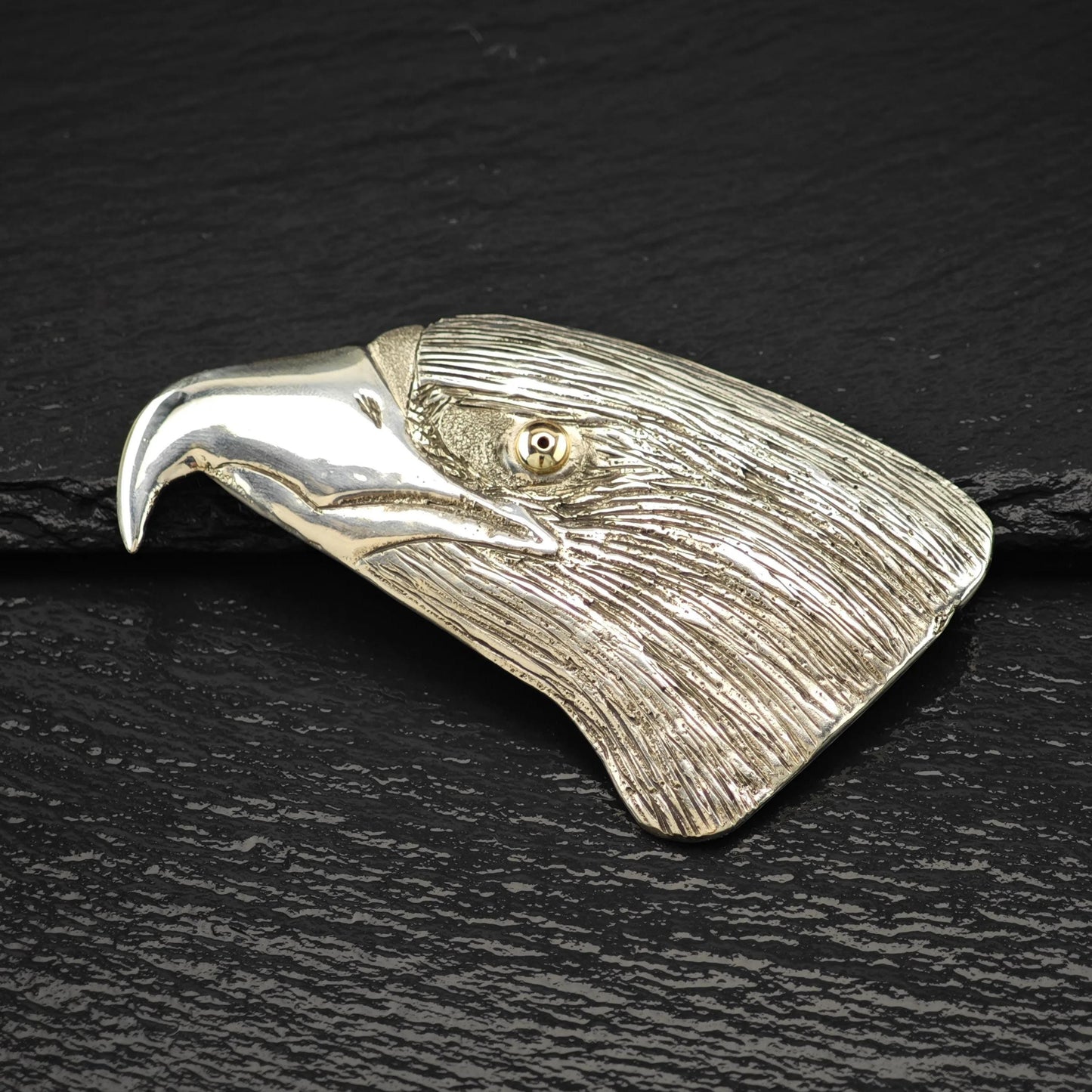 Navajo 14k Gold Eye, Eagle Head Brooch Sterling Silver