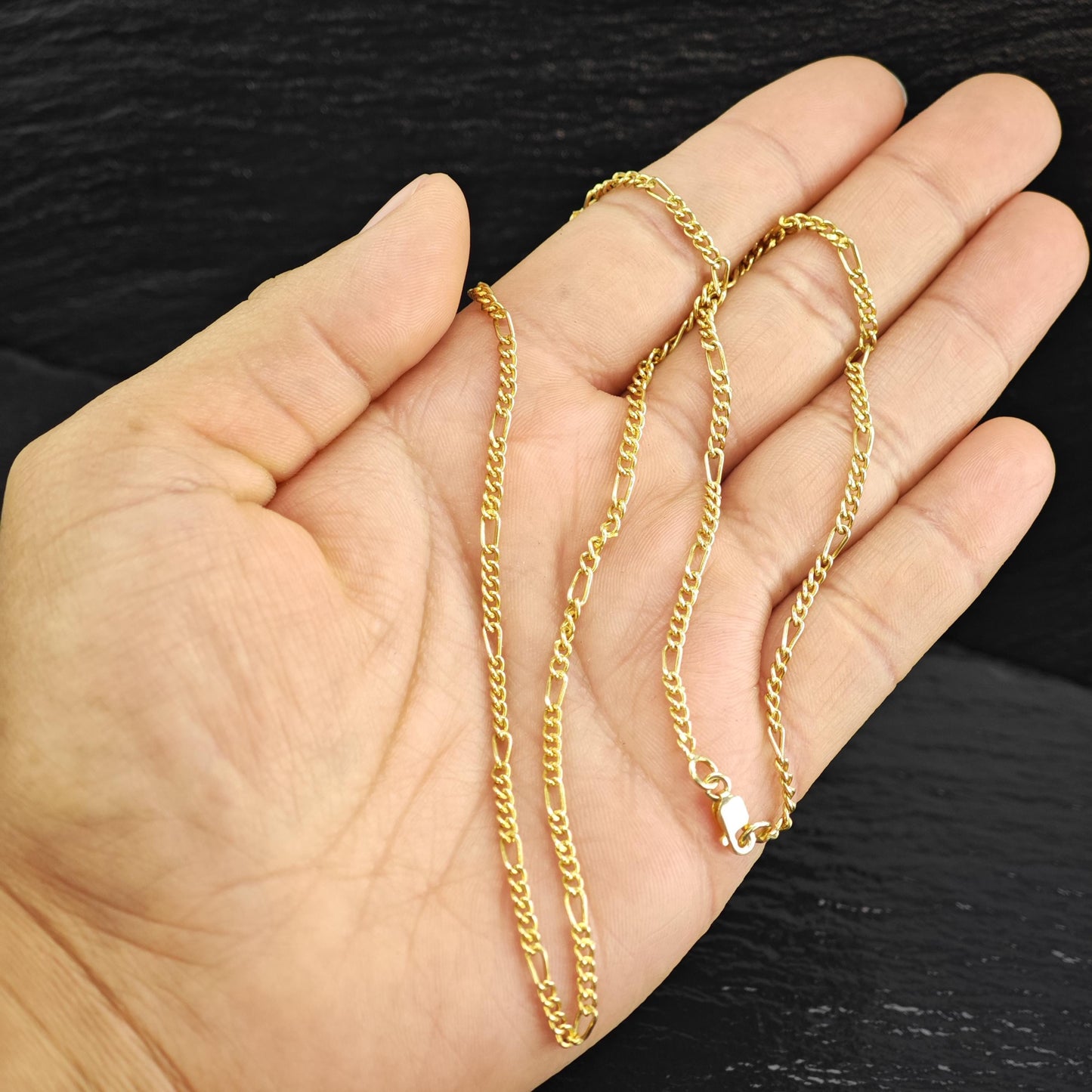 Figaro Gold Plated Chain Sterling Silver Necklace N2750