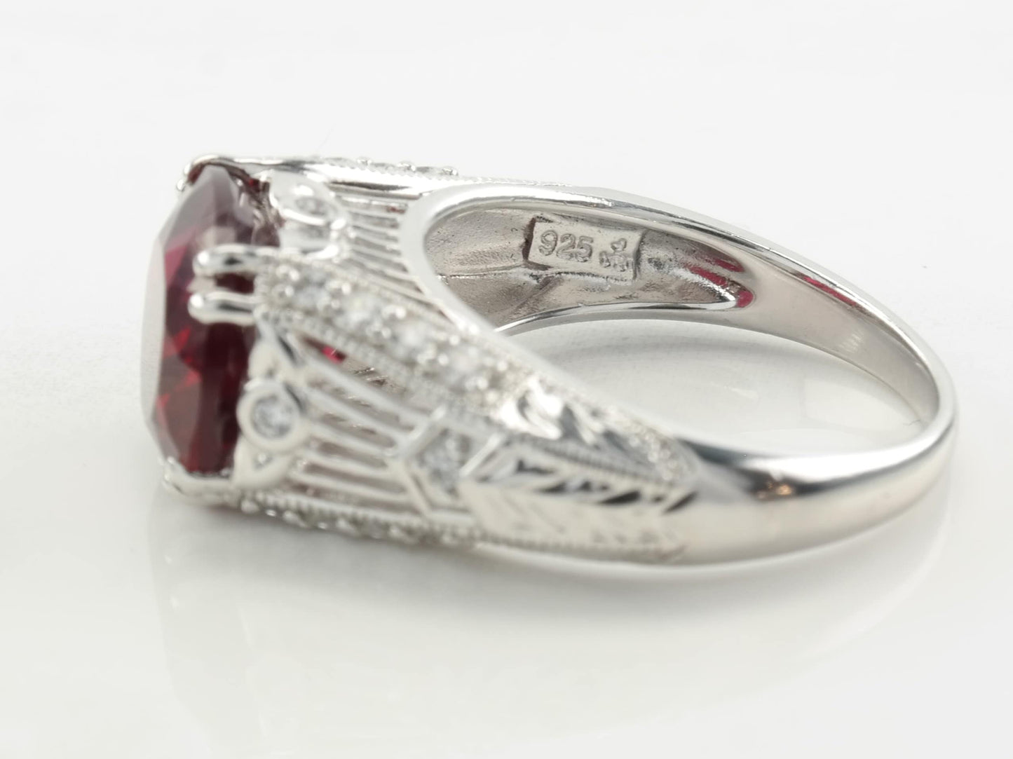 Vintage Sterling Silver Ring Ruby, Gemstones Size 7