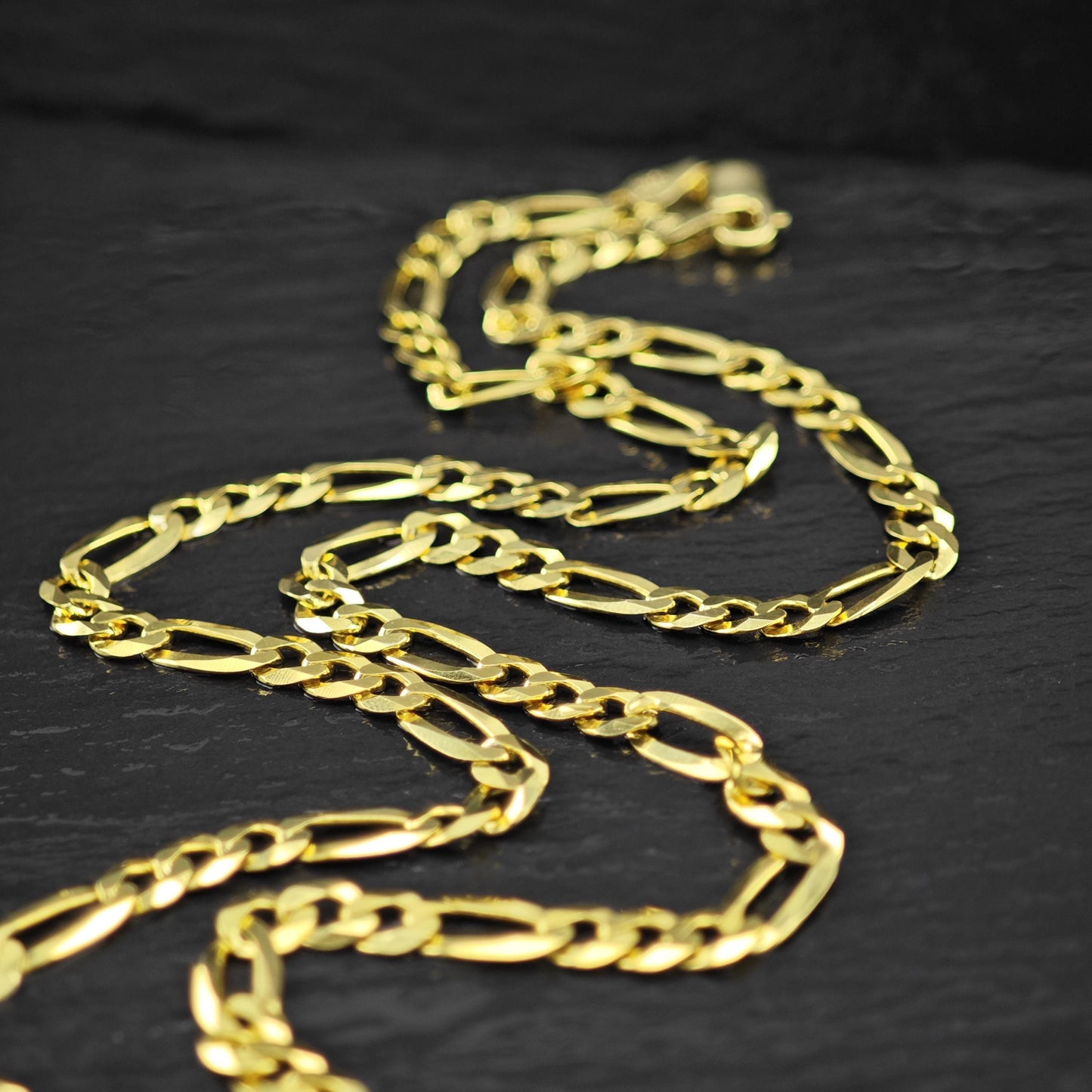 Sterling Silver Gold Plated 4.5mm Figaro Chain Necklace 24" N2654