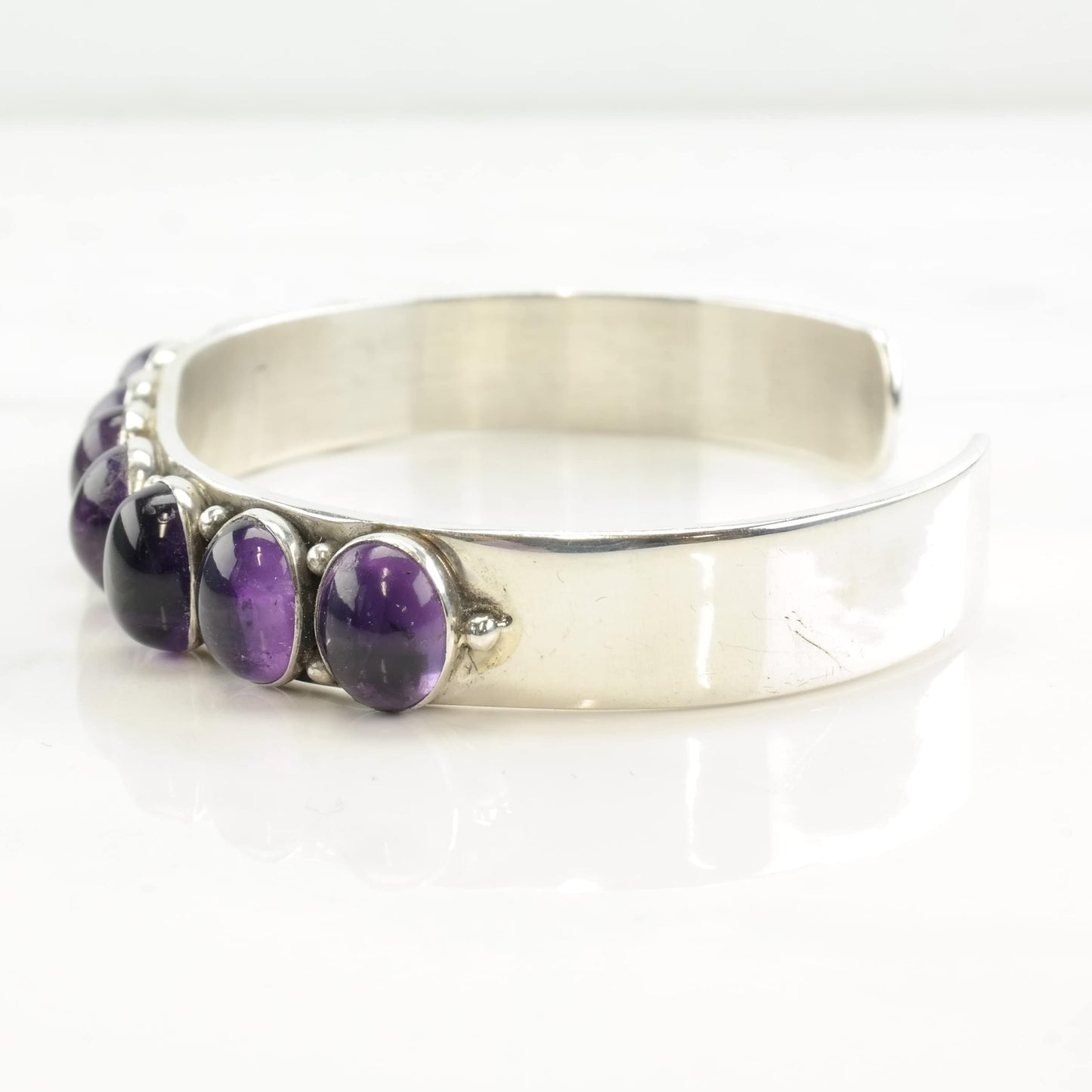 Toadlena Sterling Silver Amethyst Cluster Cuff Bracelet