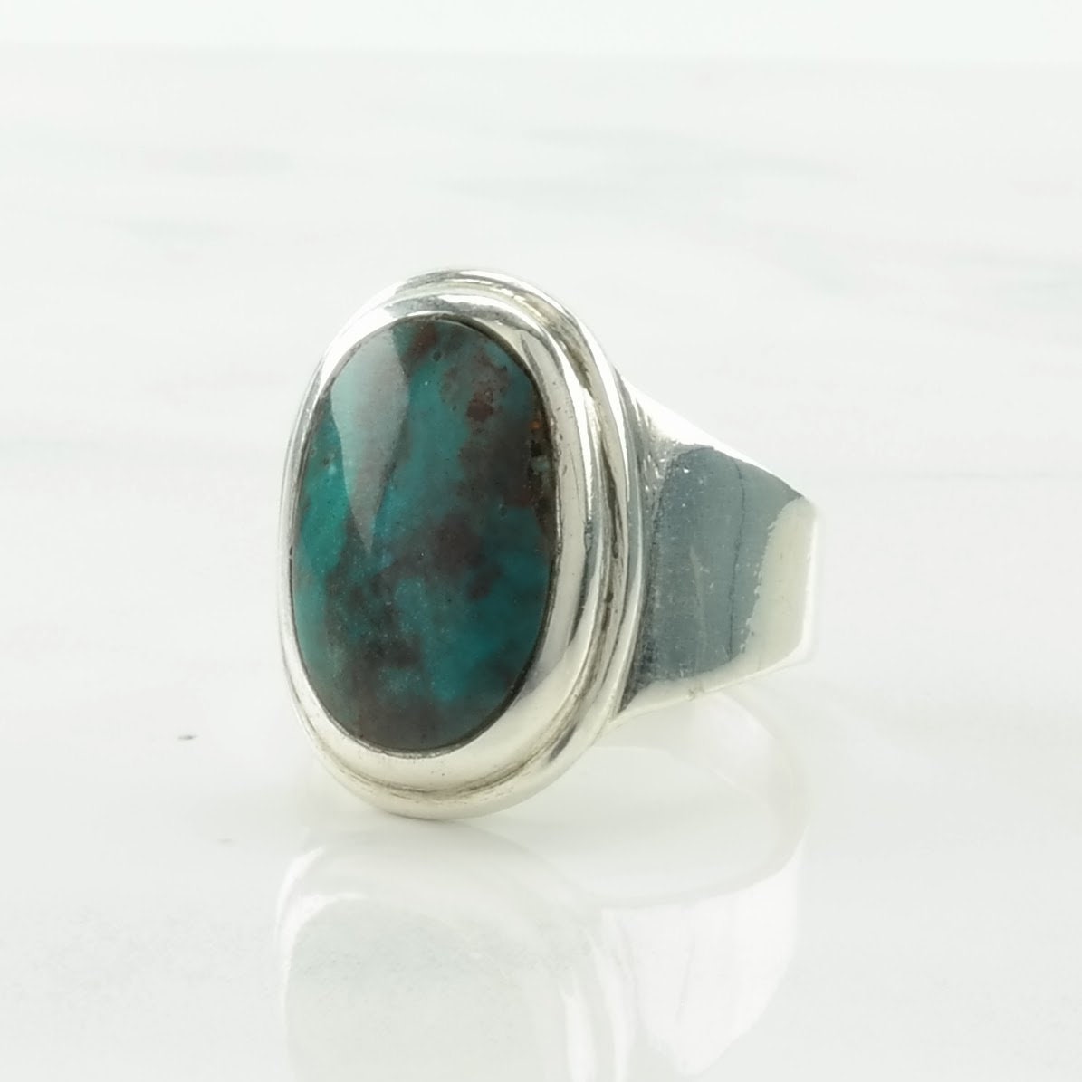 Native American Silver Ring Turquoise Sterling Blue Size 6 1/2