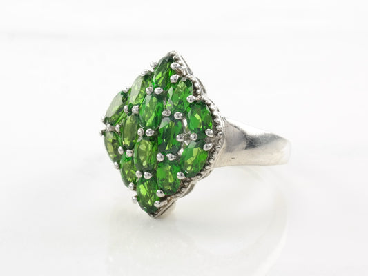 Sterling Silver Ring Chrome Diopside Cluster Size 9 1/4