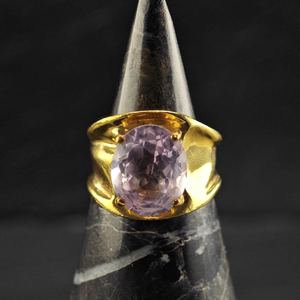 Light Pink Amethyst Gold-Plated Sterling Silver Ring Sz 6 R6821