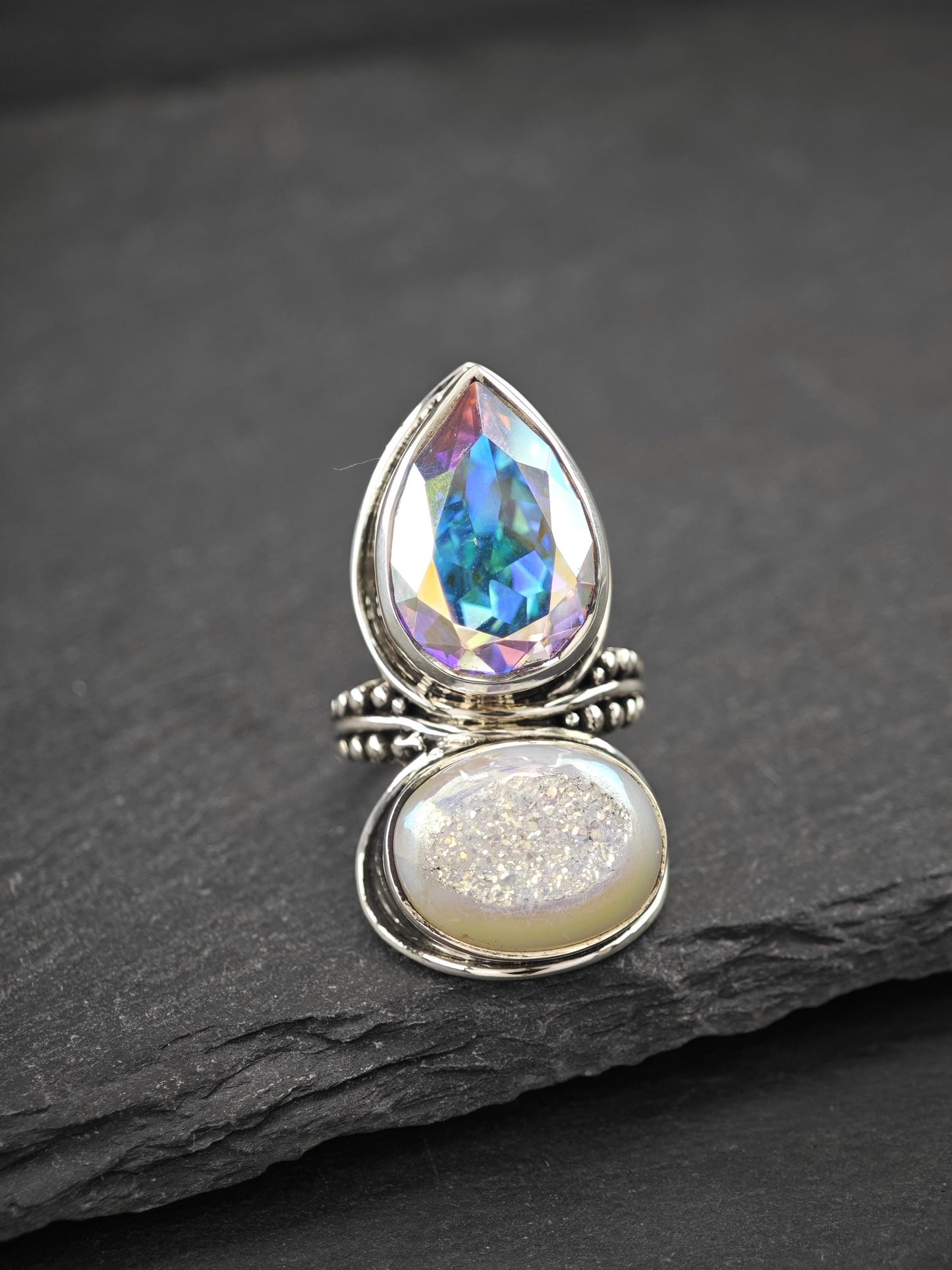 Sajen Rainbow, Druzy Ring Sterling Silver