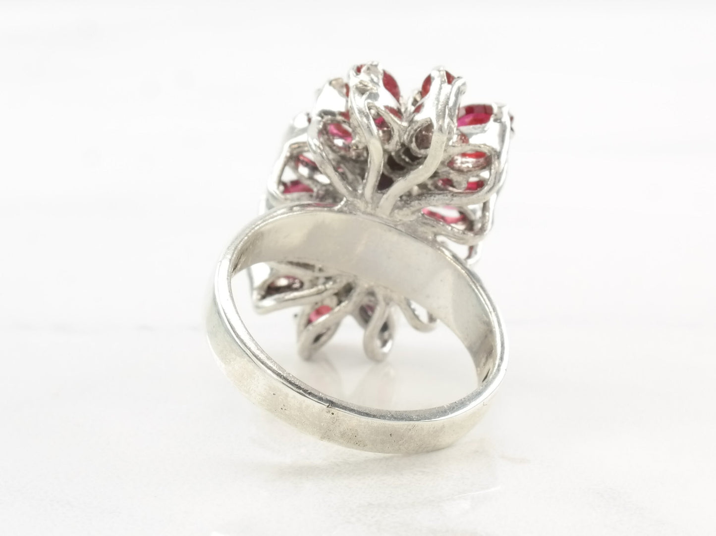 Sterling Silver Ring Ruby Cluster Size 5