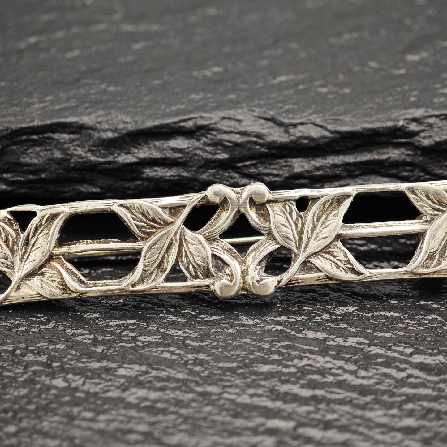 Vintage Art Nouveau, Floral Brooch Sterling Silver