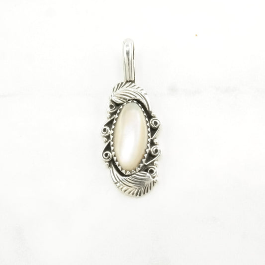 Vintage MOP Inlay Sterling Silver Pendant P2454